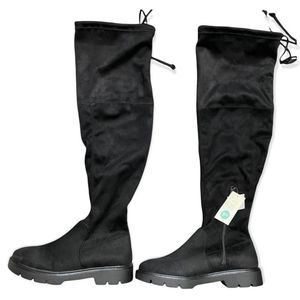 A New Day Black Women's Saoirse Side Zip Over the Knee Boots Shoes
